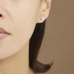 Histoire d'Or Boucles D'oreilles Puces 4 Griffes Or Blanc Diamant Synthetique or blanc diamant synthétique blanc