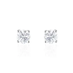 Histoire d'Or Boucles D'oreilles Puces 4 Griffes Or Blanc Diamant Synthetique or blanc diamant synthétique blanc Online