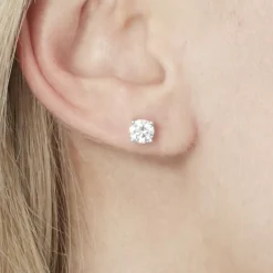 Histoire d'Or Boucles D'oreilles Puces 4 Griffes Or Blanc Diamant Synthetique or blanc diamant synthétique blanc Online