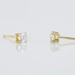 Histoire d'Or Boucles D'oreilles Puces 4 Griffes Or Jaune Diamant Synthetique or jaune diamant synthétique blanc Clearance