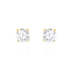 Histoire d'Or Boucles D'oreilles Puces 4 Griffes Or Jaune Diamant Synthetique or jaune diamant synthétique blanc New