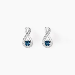 Histoire d'Or Boucles D'oreilles Puces Augusta Or Blanc Topaze Et Oxyde De Zirconium Clearance