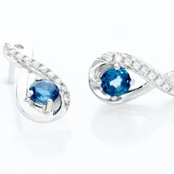 Histoire d'Or Boucles D'oreilles Puces Augusta Or Blanc Topaze Et Oxyde De Zirconium Clearance