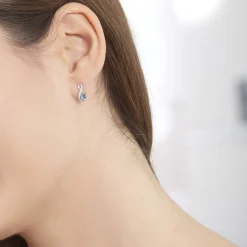 Histoire d'Or Boucles D'oreilles Puces Augusta Or Blanc Topaze Et Oxyde De Zirconium Clearance