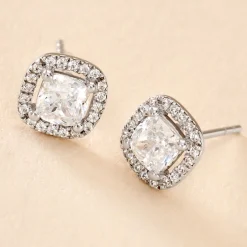 Histoire d'Or Boucles D'oreilles Puces Adrienne Or Blanc Oxyde De Zirconium Hot