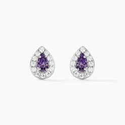 Histoire d'Or Boucles D'oreilles Puces Argent Blanc Tania Oxydes De Zirconium argent blanc oxyde violet