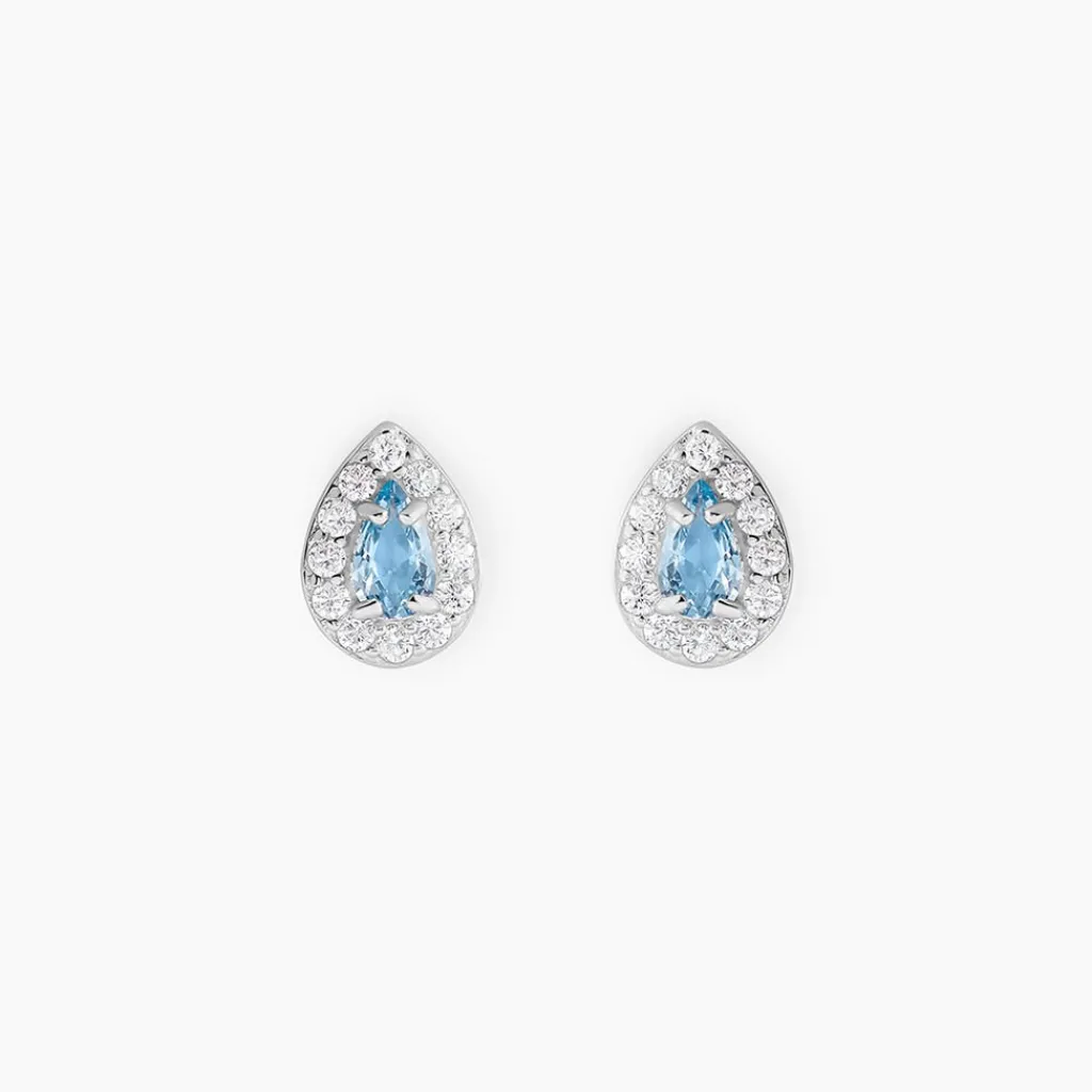 Histoire d'Or Boucles D'oreilles Puces Argent Blanc Tania Oxydes De Zirconium argent blanc oxyde bleu Online