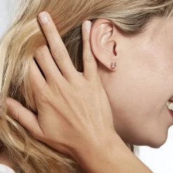 Histoire d'Or Boucles D'oreilles Puces Abelinia Plaqué Or Jaune Oxyde De Zirconium plaqué or jaune oxyde rose Online