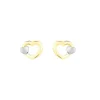 Histoire d'Or Boucles D'oreilles Puces Anne-maudae Double Coeurs Or Bicolore New