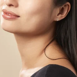 Histoire d'Or Boucles D'oreilles Puces Anne-maudae Double Coeurs Or Bicolore New