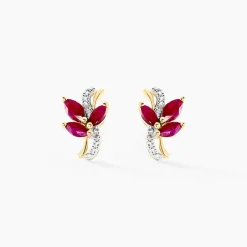 Histoire d'Or Boucles D'oreilles Puces Angie Diamant or jaune rubis Discount