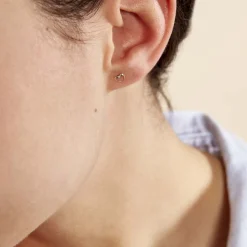 Histoire d'Or Boucles D'oreilles Puces Anne-maudae Coeurs or jaune