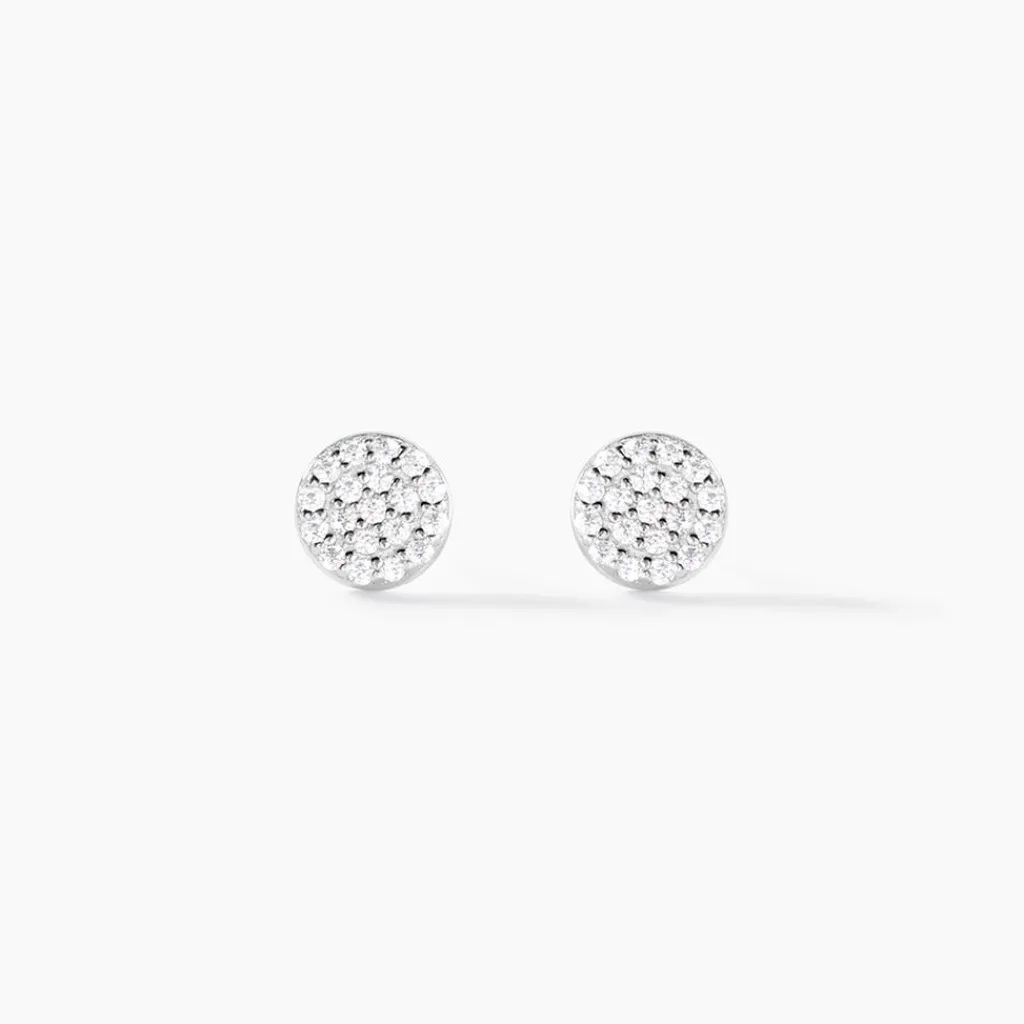Histoire d'Or Boucles D'oreilles Puces Angeles Argent Blanc Oxyde De Zirconium New