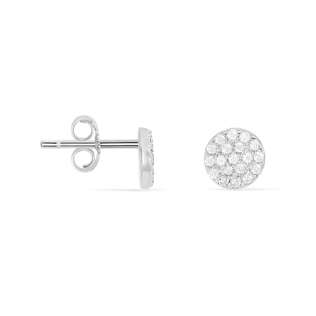 Histoire d'Or Boucles D'oreilles Puces Angeles Argent Blanc Oxyde De Zirconium New
