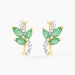 Histoire d'Or Boucles D'oreilles Puces Angie Or Jaune Emeraude Diamant or jaune émeraude Outlet