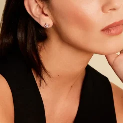 Histoire d'Or Boucles D'oreilles Puces Anabele Or Rose Amethyste Oxyde or rose amethyste violette Outlet