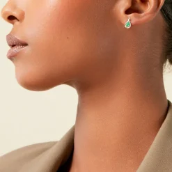 Histoire d'Or Boucles D'Oreilles Puces Angelika Or Jaune Emeraude Diamant