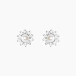 Histoire d'Or Boucles D'oreilles Puces Argent Blanc Cheri Perle De Culture Oxydes Sale