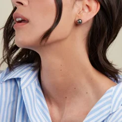 Histoire d'Or Boucles D'oreilles Puces Alper Or Jaune Perle De Culture De Tahiti