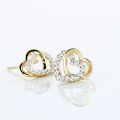 Histoire d'Or Boucles D'oreilles Puces Ablaye Or Jaune Oxyde De Zirconium New