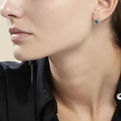 Histoire d'Or Boucles D'oreilles Puces Argent Blanc Clover Verre Oxydes De Zirconium Hot