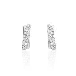 Histoire d'Or Boucles D'oreilles Puces Aglae Or Blanc Oxyde De Zirconium New