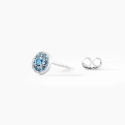 Histoire d'Or Boucles D'oreilles Puces Auxana Argent Blanc Oxyde De Zirconium argent blanc oxyde bleu Discount