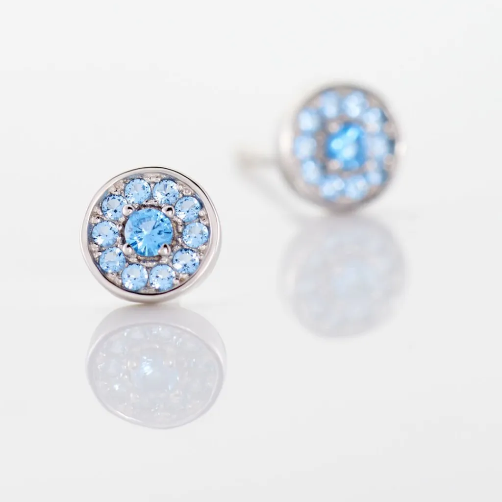 Histoire d'Or Boucles D'oreilles Puces Auxana Argent Blanc Oxyde De Zirconium argent blanc oxyde bleu Discount