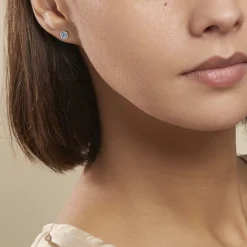 Histoire d'Or Boucles D'oreilles Puces Auxana Argent Blanc Oxyde De Zirconium argent blanc oxyde bleu Discount