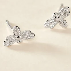 Histoire d'Or Boucles D'oreilles Puces Argent Blanc Bee Good Oxyde De Zirconium Online