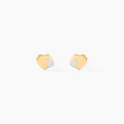 Histoire d'Or Boucles D'oreilles Puces Anne-maudae Double Coeurs Or Bicolore Online