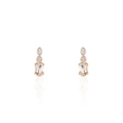 Histoire d'Or Boucles D'oreilles Puces Antonia Or Rose Morganite Et Diamant Clearance