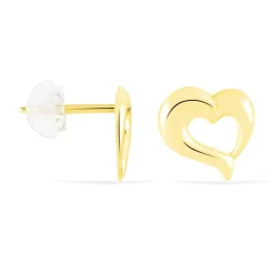 Histoire d'Or Boucles D'oreilles Puces Anne-maudae Coeurs Or Jaune New