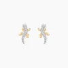 Histoire d'Or Boucles D'oreilles Puces Azzedine Salamandre Or Bicolore New