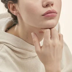 Histoire d'Or Boucles D'oreilles Puces Azzedine Salamandre Or Bicolore New