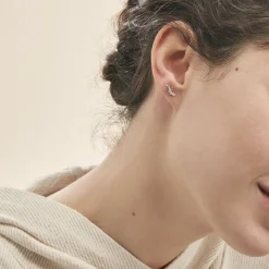 Histoire d'Or Boucles D'oreilles Puces Azzedine Salamandre Or Bicolore New