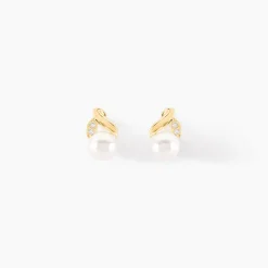 Histoire d'Or Boucles D'oreilles Puces Astragalus Or Jaune Perles De Culture Discount