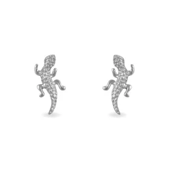 Histoire d'Or Boucles D'oreilles Puces Azzedine Salamandre Or Blanc