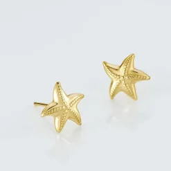 Histoire d'Or Boucles D'oreilles Puces Alphonsine Etoile De Mer Or Jaune New