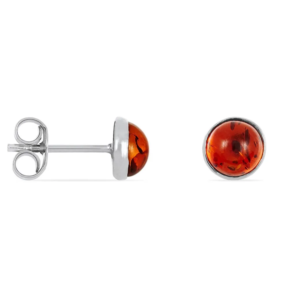 Histoire d'Or Boucles D'oreilles Puces Brunhild Argent Blanc Ambre