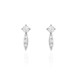 Histoire d'Or Boucles D'oreilles Puces Bormana Argent Blanc Oxyde De Zirconium Clearance