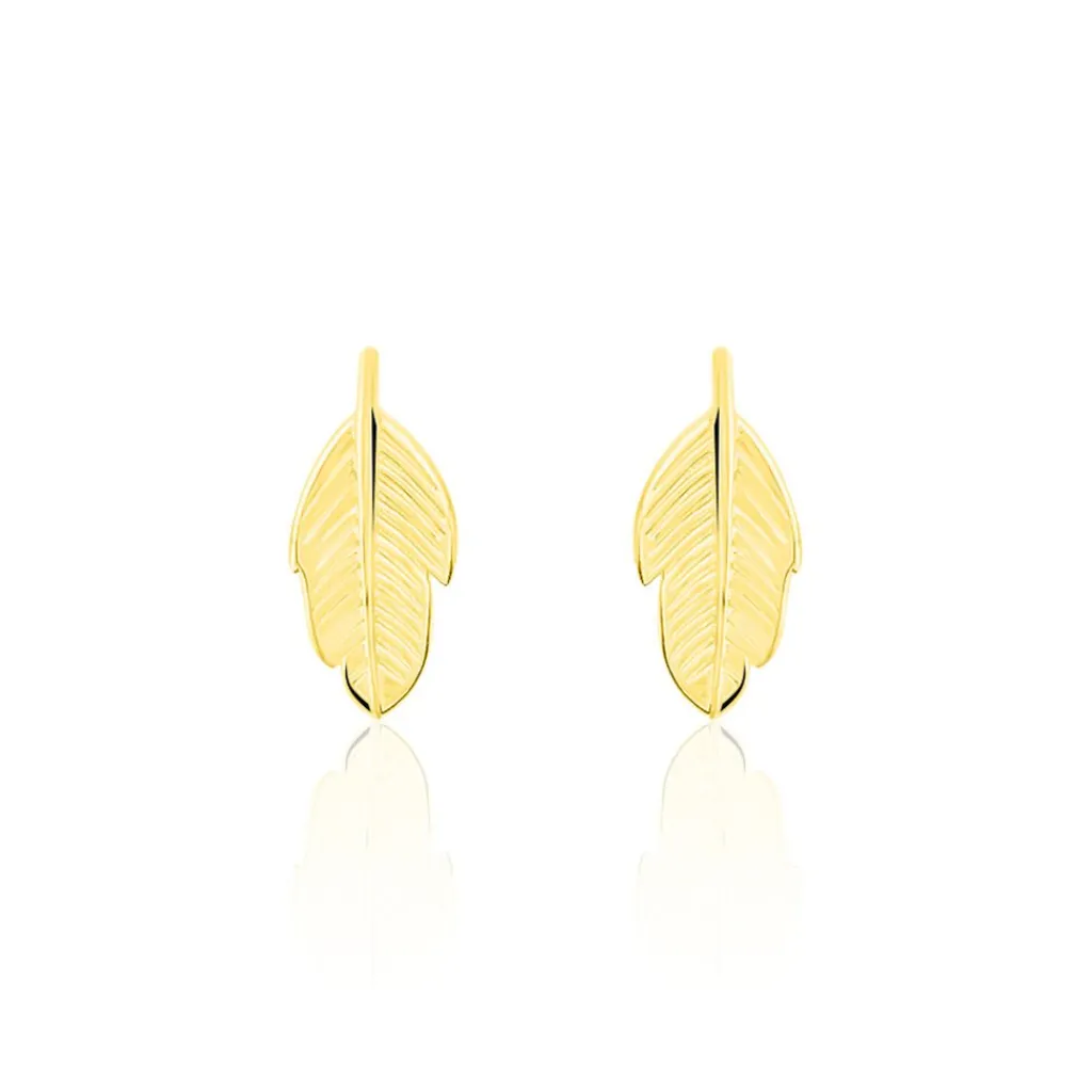 Histoire d'Or Boucles D'oreilles Puces Bartolomea Feuilles Or Jaune Sale