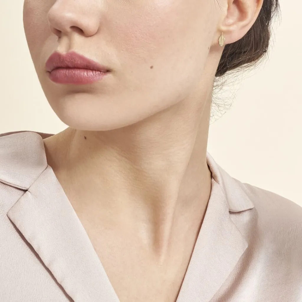 Histoire d'Or Boucles D'oreilles Puces Bartolomea Feuilles Or Jaune Sale