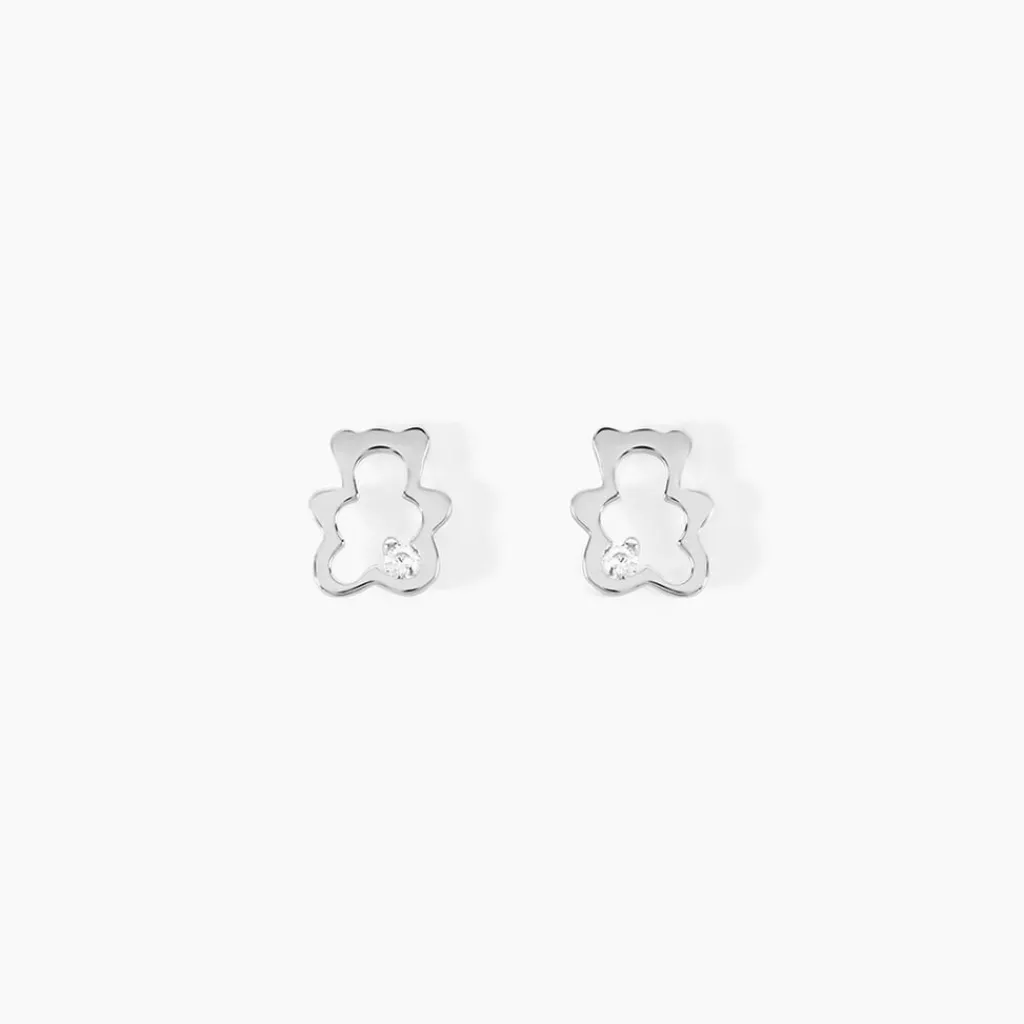 Histoire d'Or Boucles D'oreilles Puces Baptista Ours Or Blanc Oxydes Best