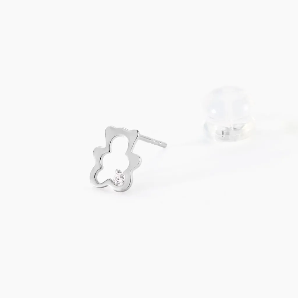 Histoire d'Or Boucles D'oreilles Puces Baptista Ours Or Blanc Oxydes Best