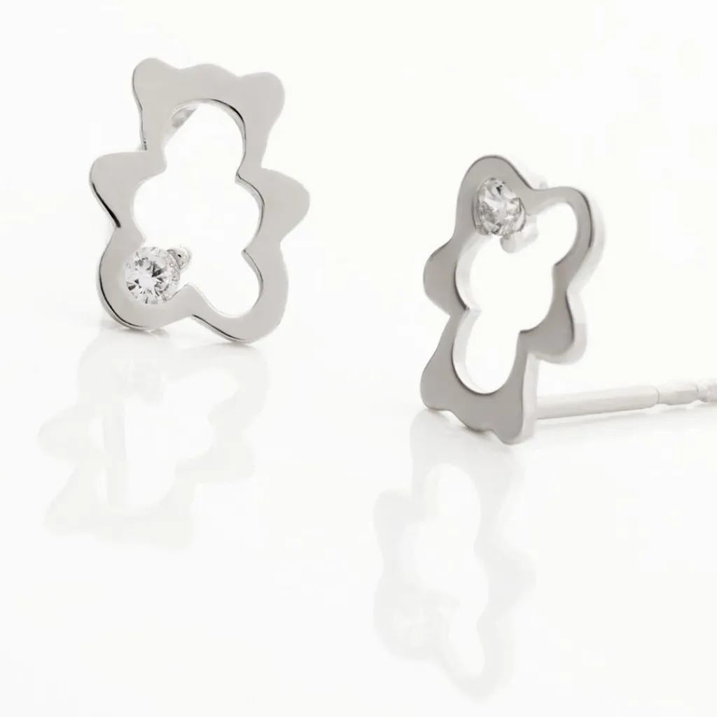 Histoire d'Or Boucles D'oreilles Puces Baptista Ours Or Blanc Oxydes Best