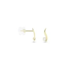 Histoire d'Or Boucles D'oreilles Puces Beryl Virgule Or Jaune Oxyde De Zirconium Sale
