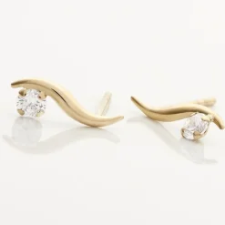 Histoire d'Or Boucles D'oreilles Puces Beryl Virgule Or Jaune Oxyde De Zirconium Sale