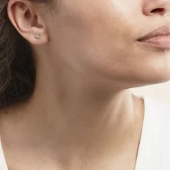 Histoire d'Or Boucles D'oreilles Puces Bartoumieu Argent Blanc Oxyde De Zirconium New