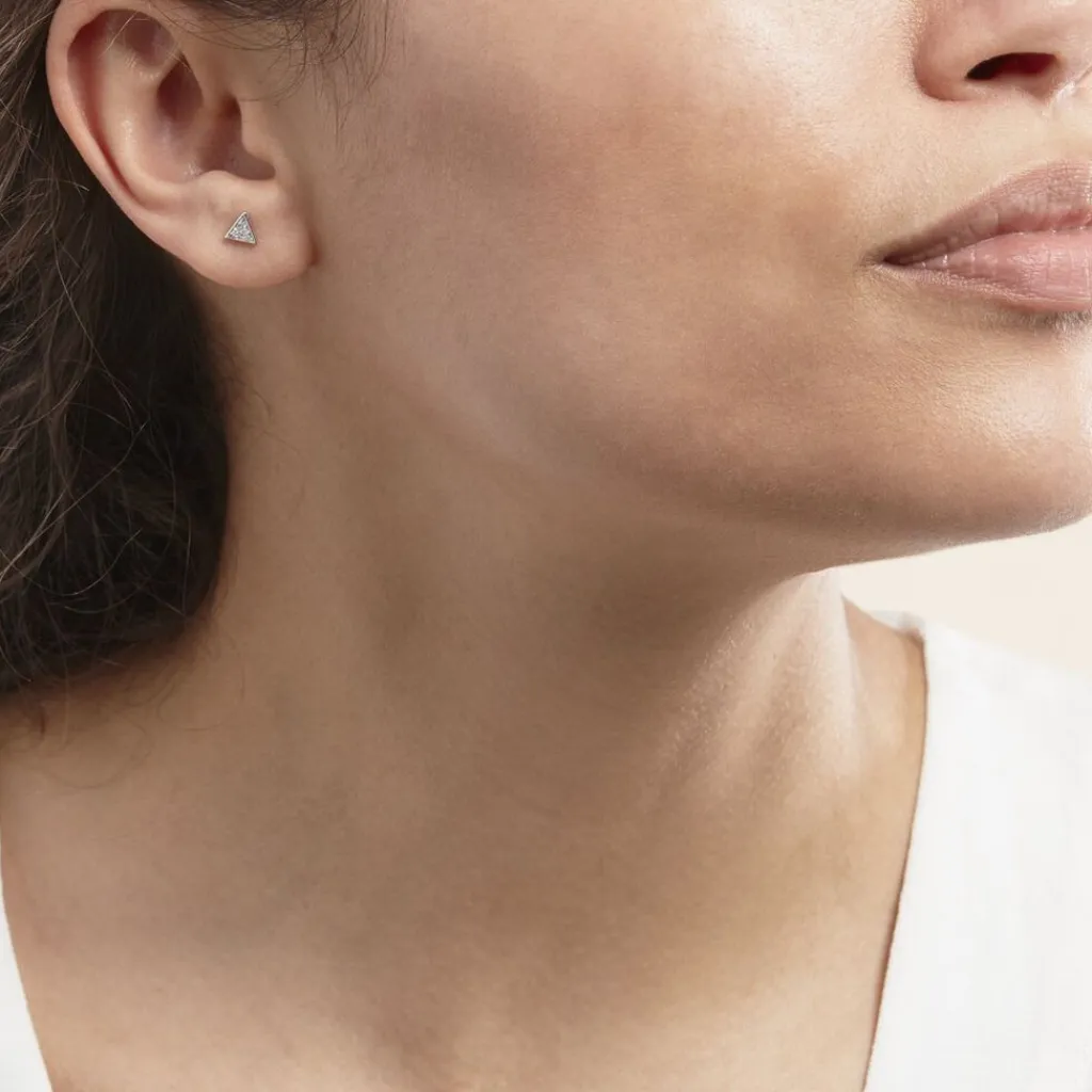 Histoire d'Or Boucles D'oreilles Puces Bartoumieu Argent Blanc Oxyde De Zirconium New